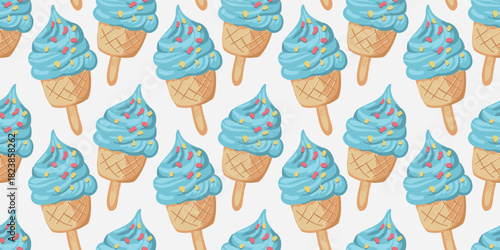 cute seamless pattern with ice cream desserts