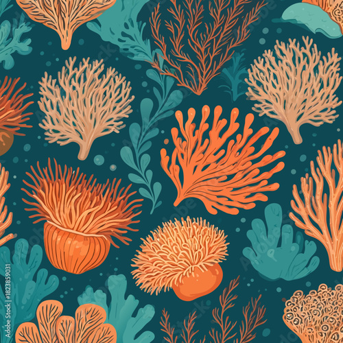Vibrant Sea Life A Colorful Coral Reef Pattern.