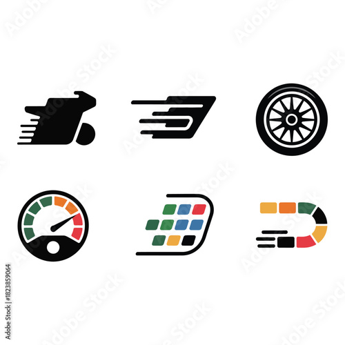 Collection of automotive and speed related icons