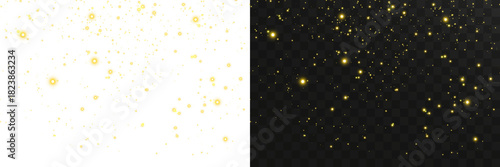 Vector sparkling light dust with magical glow particles, soft illumination, and floating glitter ideal for Christmas light overlays, fantasy scenes, and elegant decorative graphics
