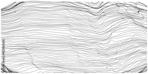 Smooth, Thick Line Art Texture with Loose Consistent Horizontal Wavy Flow