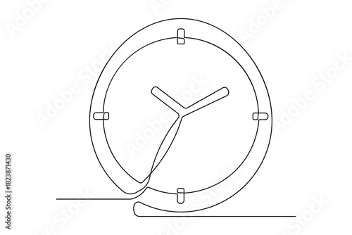Timepiece simple outline single line art illustration isolated design