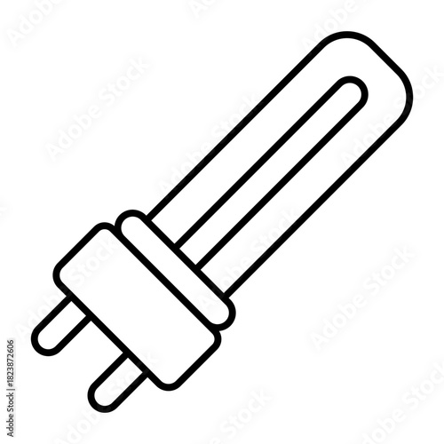 Fluorescent light bulb thin line icon, eco lamp concept. Vector graphics. Mini lamp sign on white background, style icon mobile or web design.