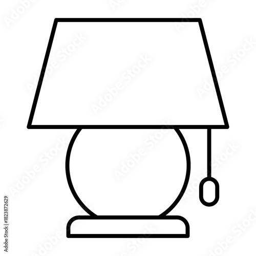 Nightstand lamp thin line icon, interior lamp concept. Vector graphics. Lamp sign on white background, style icon mobile or web design.