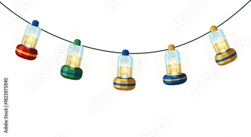 Festive String Lights Decoration with Colorful Caps, Decorative Lighting for Celebrations
