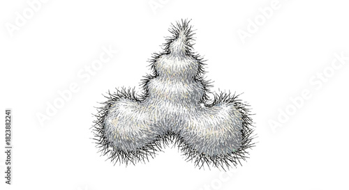 Abstract illustration of a fluffy, gray, and somewhat unusual shape with a white background