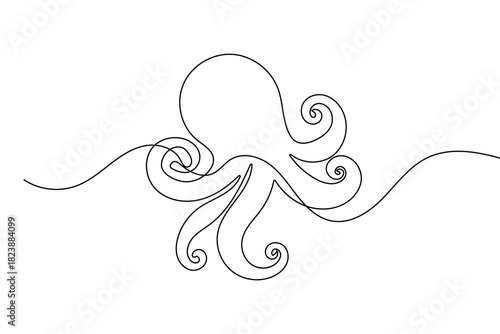 Octopus minimalist continuous line illustration abstract sea creature outline art
