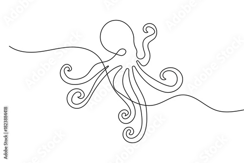 Octopus minimalist continuous line illustration abstract sea creature outline art

