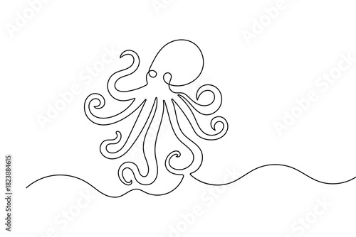 Octopus minimalist continuous line illustration abstract sea creature outline art
