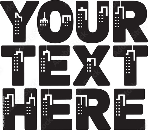 Your text here with skyline silhouette font style and construction business
