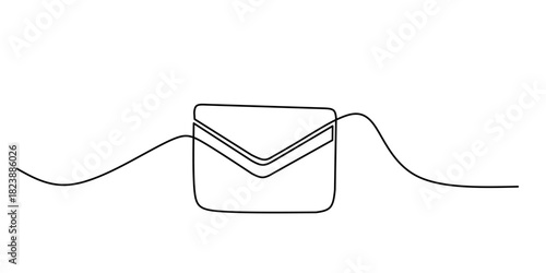 Continuous line drawing of envelope. e mail symbol. Vector illustration, Letter, envelope, email icon isolated on white background. Continuous one line drawing.