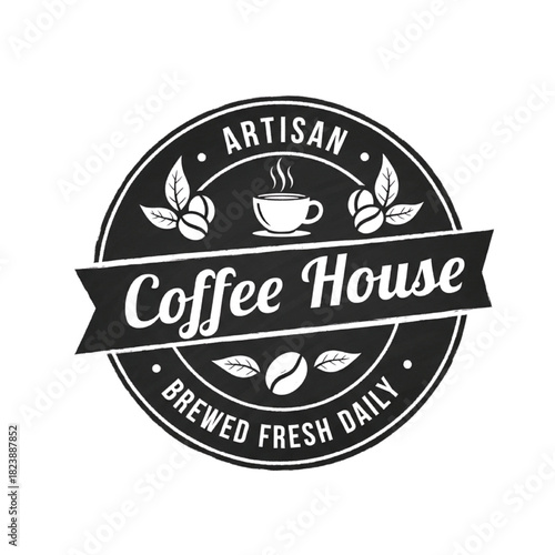 Artisan Coffee House Logo - Freshly Brewed Daily Emblem