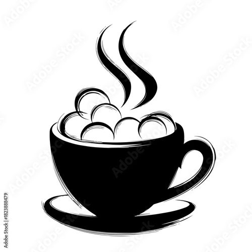 Hot cocoa with marshmallows in cup for cozy moments, sweet hot cocoa with marshmallows adds warmth and delight, ideal for holiday season. Enjoy delicious hot cocoa with marshmallows.