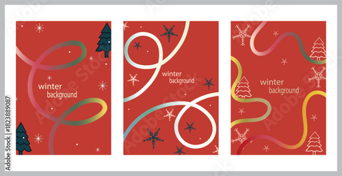 collection_of_abstract_winter_poster_of_vibrant_gradient_color_line_shapes_wave_unique_combination_Winter_holidays_background