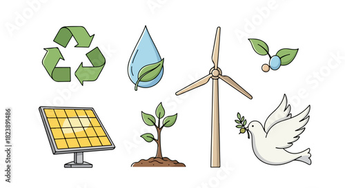 Sustainable Living Icons Eco-Friendly Symbols for a Green Future