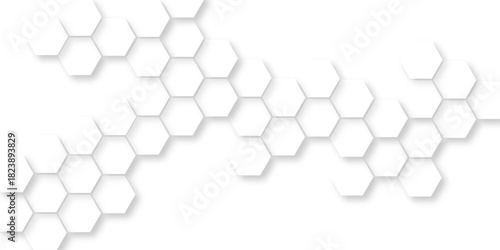 Abstract pattern of white hexagons unevenly stacked, abstract hexagon Pattern white 3d geometric line,  offering a modern and minimalistic texture,  modern design digital art minimalist environment.
