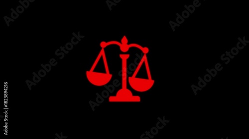 Scale icon animation. Scale of Justice, weight balance. scale symbol template. Scales of justice. Court of law, 4k video