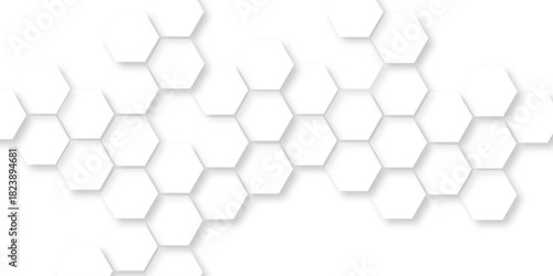 abstract white geometric hexagonal honeycomb shape texture background, vector illustration with geometric patterns digital innovation, 3d rendering illustration futuristic abstract banner.