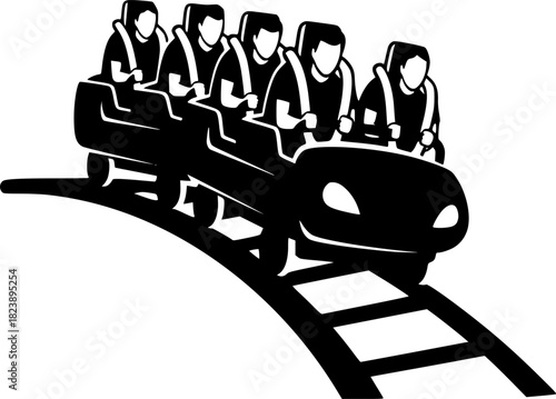 Silhouette illustration of a roller-coaster train