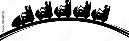 Silhouette illustration of a roller-coaster train
