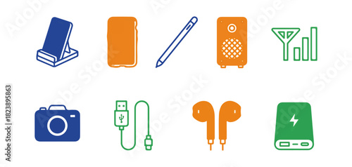 Electronic gadgets and accessories icons design elements