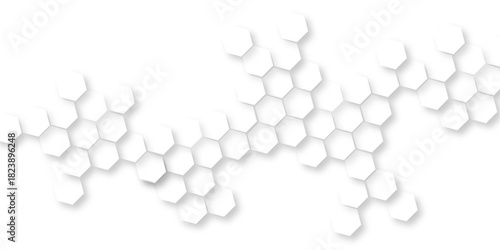 abstract geometric honeycomb mosaic white background, hexagons abstract surface 3D rendered for technology design, modern abstract white hexagonal geometric pattern background.