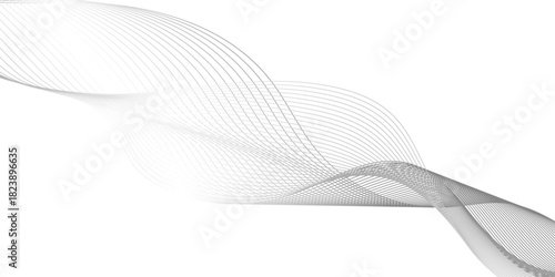 Minimalist abstract wave line background evoking Smoothness, abstract wave line vector illustration modern gradient white background with grey wavy lines.