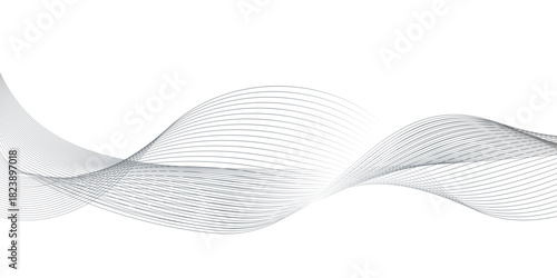 Abstract black wave line banner template, abstract black wave design with smooth curves and elegant movement on a light background, vector illustration geometric border pattern.