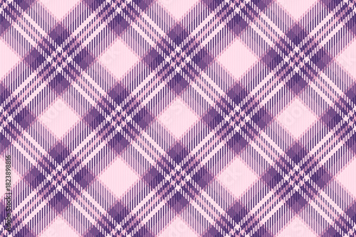 Flowing pattern check vector, trendy seamless plaid background. Packaging fabric tartan texture textile in light and violet colors.