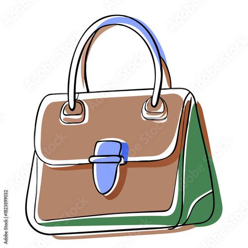 Colorful handbag illustration in modern design with unique details  