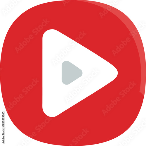 Red circle with white play button icon triangle
