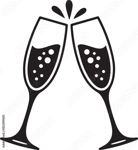 Two glasses drinks silhouette icon