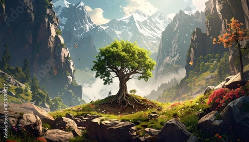 旅に出たくなるようなファンタジックな風景画