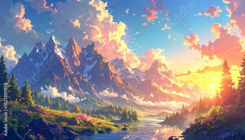 旅に出たくなるようなファンタジックな風景画