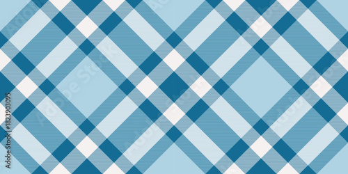 Nice fabric seamless background, golf pattern tartan texture. Majestic vector textile check plaid in cyan and light blue colors.