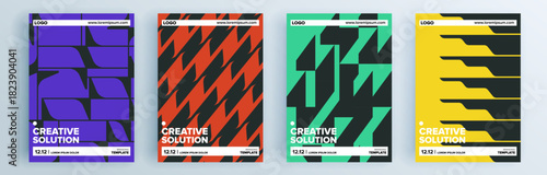 Modern abstract covers set, minimal covers design. Colorful geometric background, vector illustration.