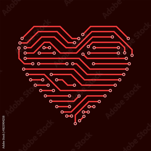 Heart-shaped printed circuit board isolated