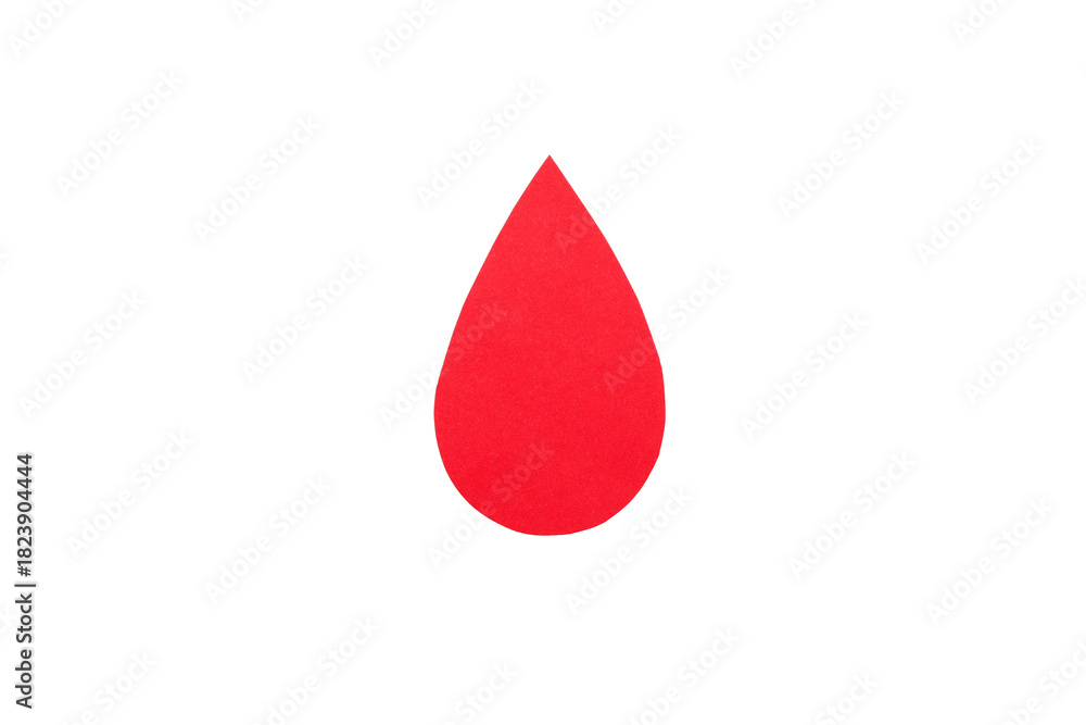Fototapeta premium Red drop shape representing the act of blood donation, isolated, PNG