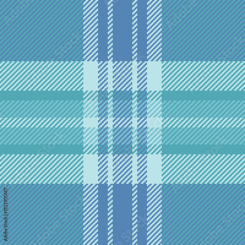 Down check texture seamless, famous background pattern fabric. String vector textile tartan plaid in cyan and light colors.