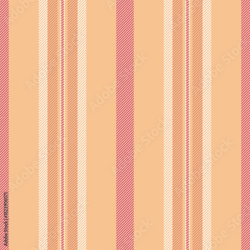October textile vertical background, piece stripe seamless texture. Tribal lines fabric pattern vector in orange and ivory colors.