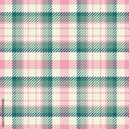 Plank background vector check, 40s fabric seamless textile. Single texture plaid pattern tartan in beige and teal colors.