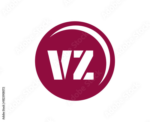 VZ sport emblem or team logotype. Ball logo with a combination of Initial letter V and Z for balls shop, sports company, training, club badge.