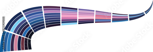Abstract wavy ribbon of colorful squares with gradient colors