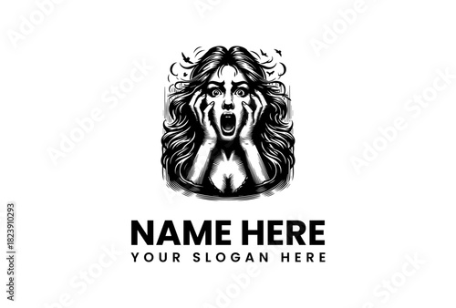 Screaming Face Vector Logo Illustration Expressive Design for Brands and Projects, eps format
