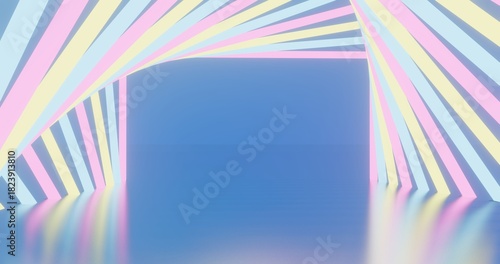 Fototapeta Naklejka Na Ścianę i Meble -  Futuristic interior background colorful lights glowing in tunnel 3d render