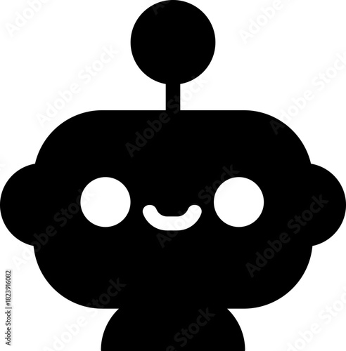 Robot face icon in flat artificial intelligence AI chatbot android avatar head symbol pack, robotics automation machine humanoid bot kit, synonym cyborg AI digital assistant