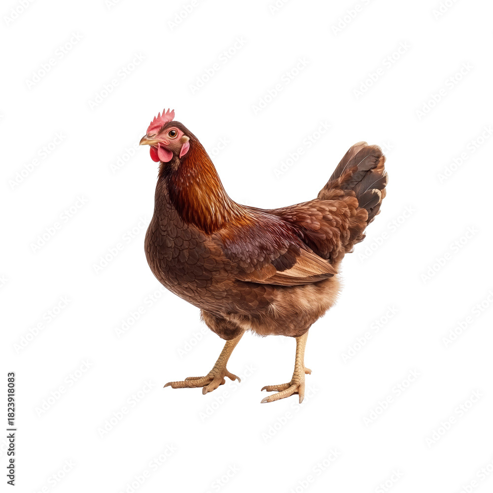 Fototapeta premium Brown hen isolated on Transparent Background