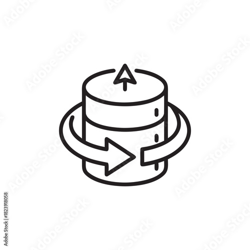 Data synchronization icon black and white vector database update arrow symbol for computer science and cloud technology
