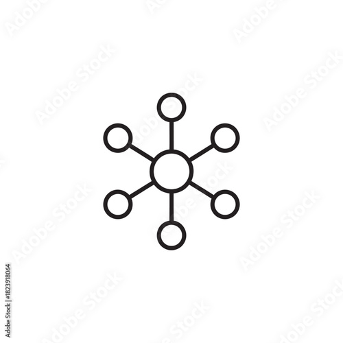 Simple network hub icon black and white vector symbol for computer science data connection and technology concepts