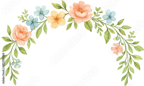 A Floral Divider Border watercolor style